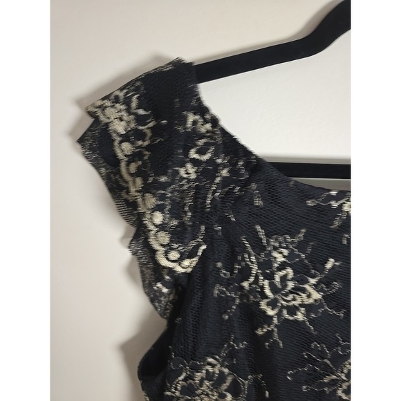 Rabbit Rabbit Rabbit Designs Women's 10 Black‎ Gold Lace Sleeveless Sheath Lined - Picture 9 of 11